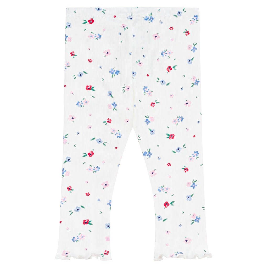 Petit Bateau Baby Leggings Marshmallow White Floral Print