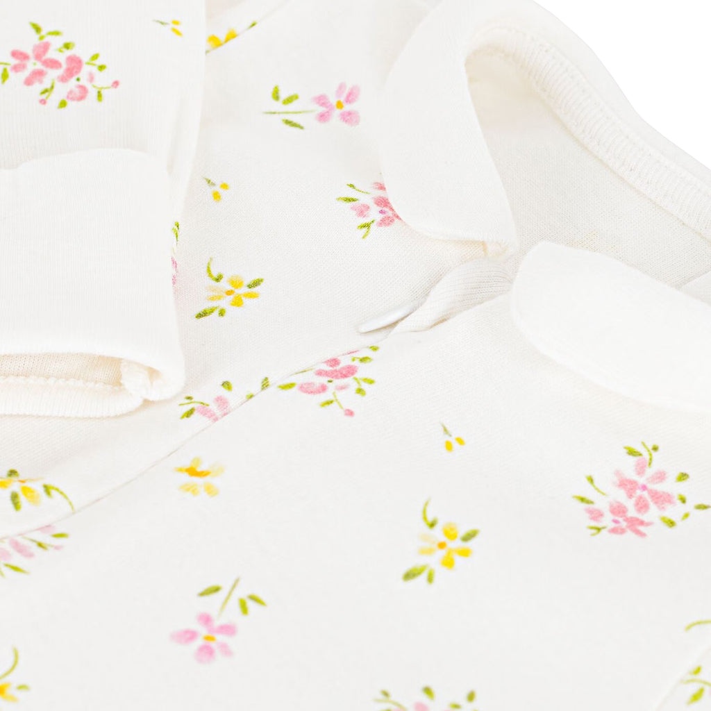 Petit Bateau Baby Collared Pyjamas Marshmallow White Floral Print