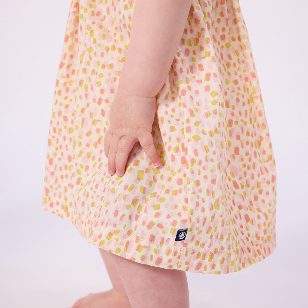 Petit Bateau Baby Dress Pink And Yellow Dot Print