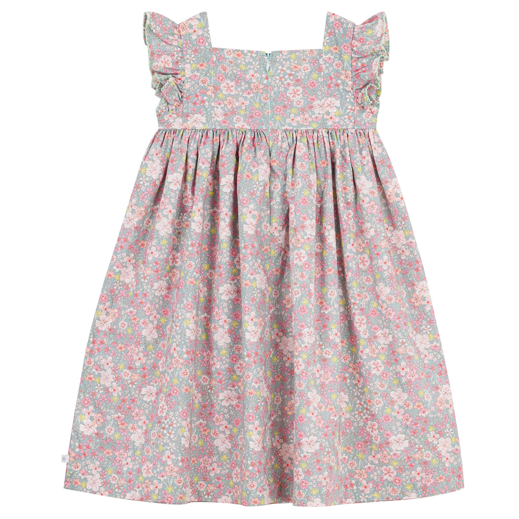 Petit Bateau Child Dress Spray Blue Floral Print
