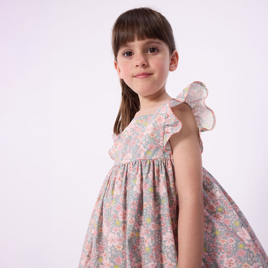 Petit Bateau Child Dress Spray Blue Floral Print