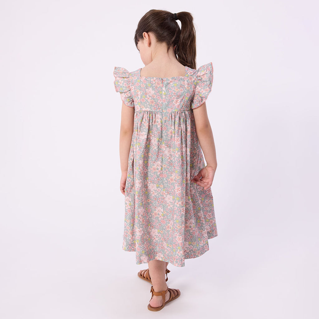 Petit Bateau Child Dress Spray Blue Floral Print