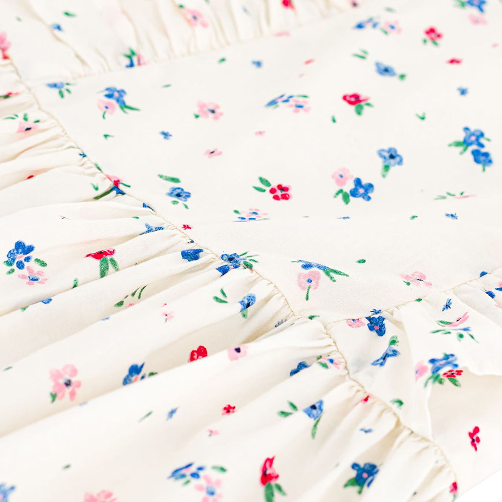 Petit Bateau Child Dress Marshmallow White Multicolour Floral Print