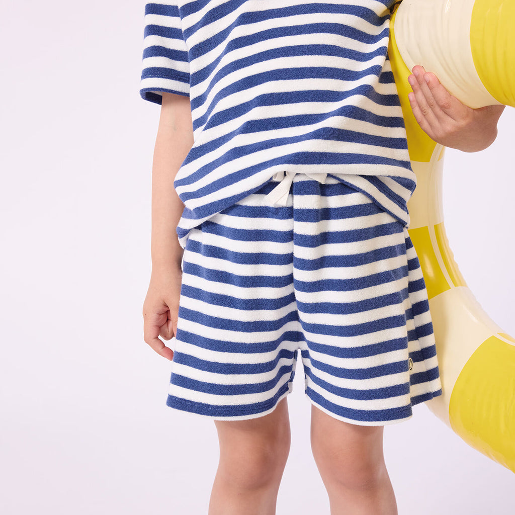 Petit Bateau Child Shorts Dusk Blue And White Stripes