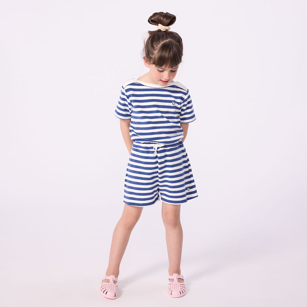 Petit Bateau Child Shorts Dusk Blue And White Stripes