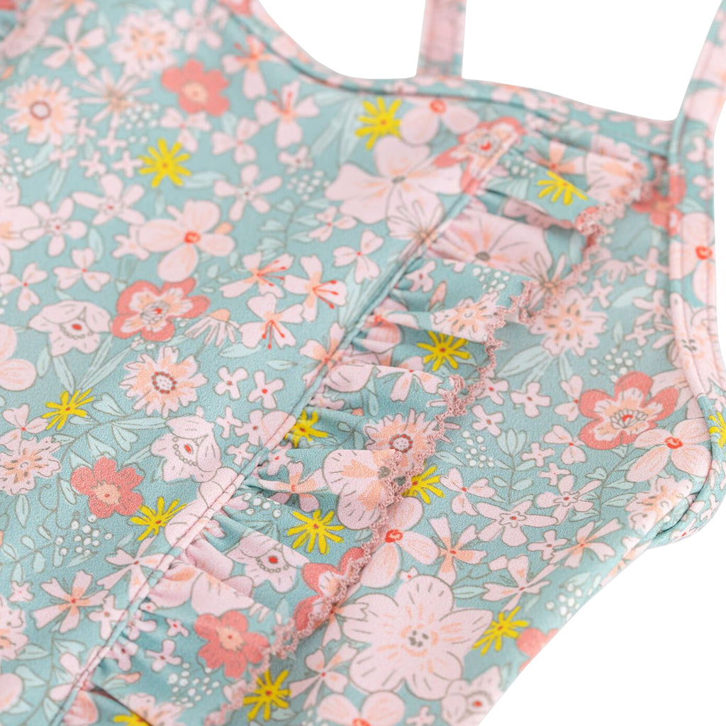Petit Bateau Child Swimsuit Spray Blue Floral Print