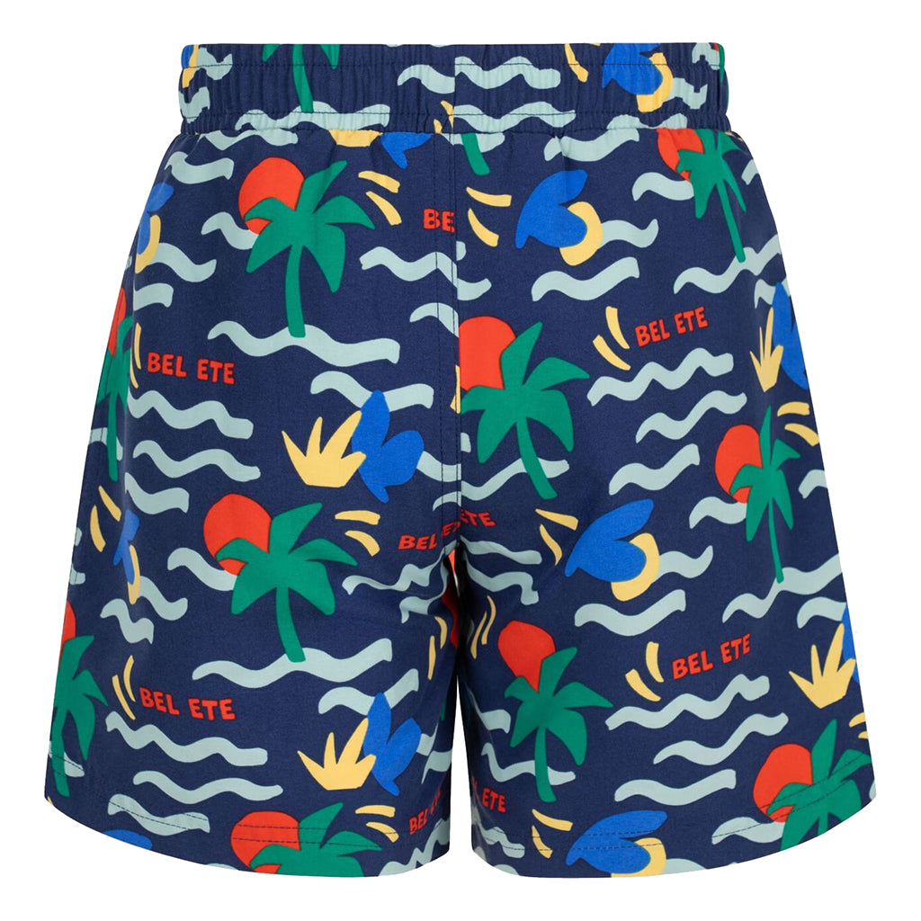 Petit Bateau Child Swim Shorts Dusk Blue Beach Print