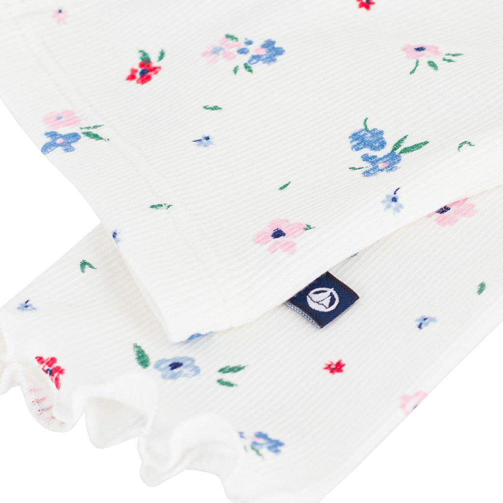 Petit Bateau Baby Cardigan Marshmallow White Floral Print