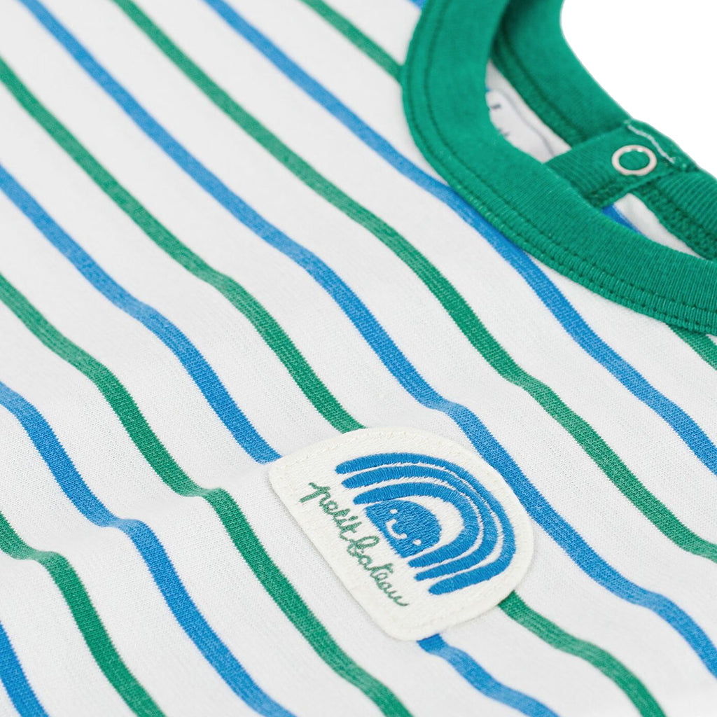 Petit Bateau Baby T-shirt White With Green And Blue Stripes