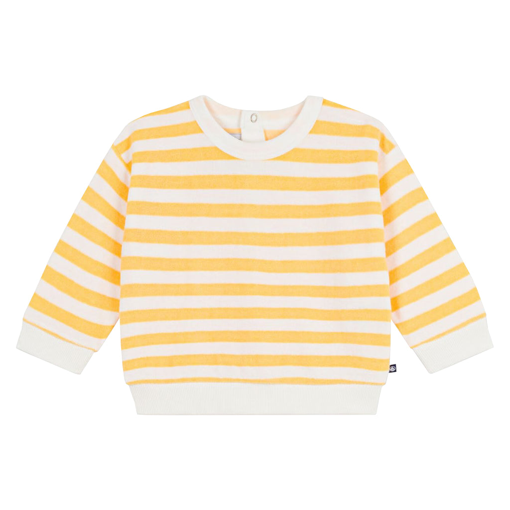 Petit Bateau Baby Sweatshirt Poleni Yellow And White Stripes