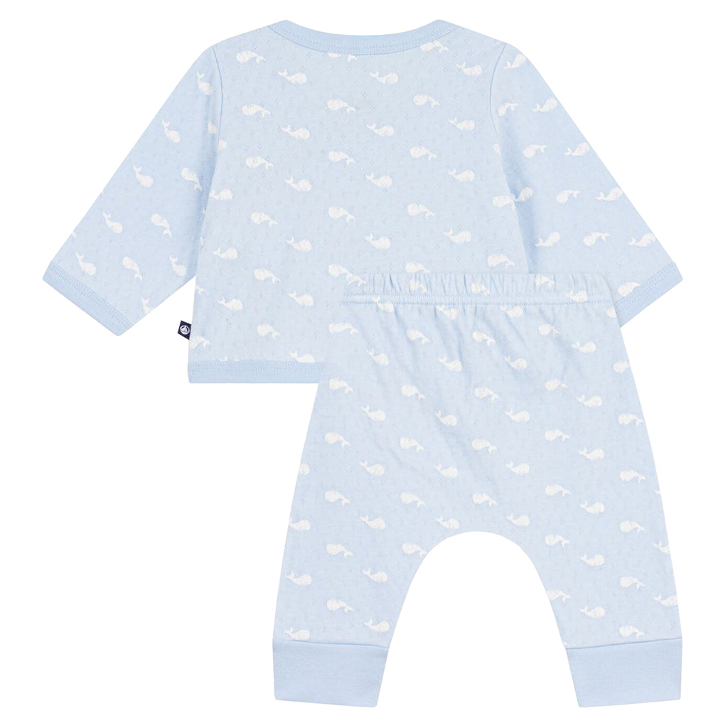 Petit Bateau Baby Two Piece Set Toudou Blue Whale Print