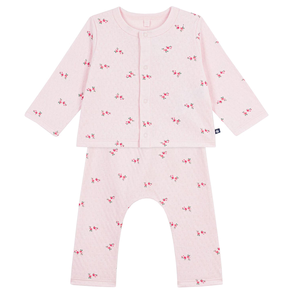 Petit Bateau Baby Two Piece Set Barely Pink Strawberry Print