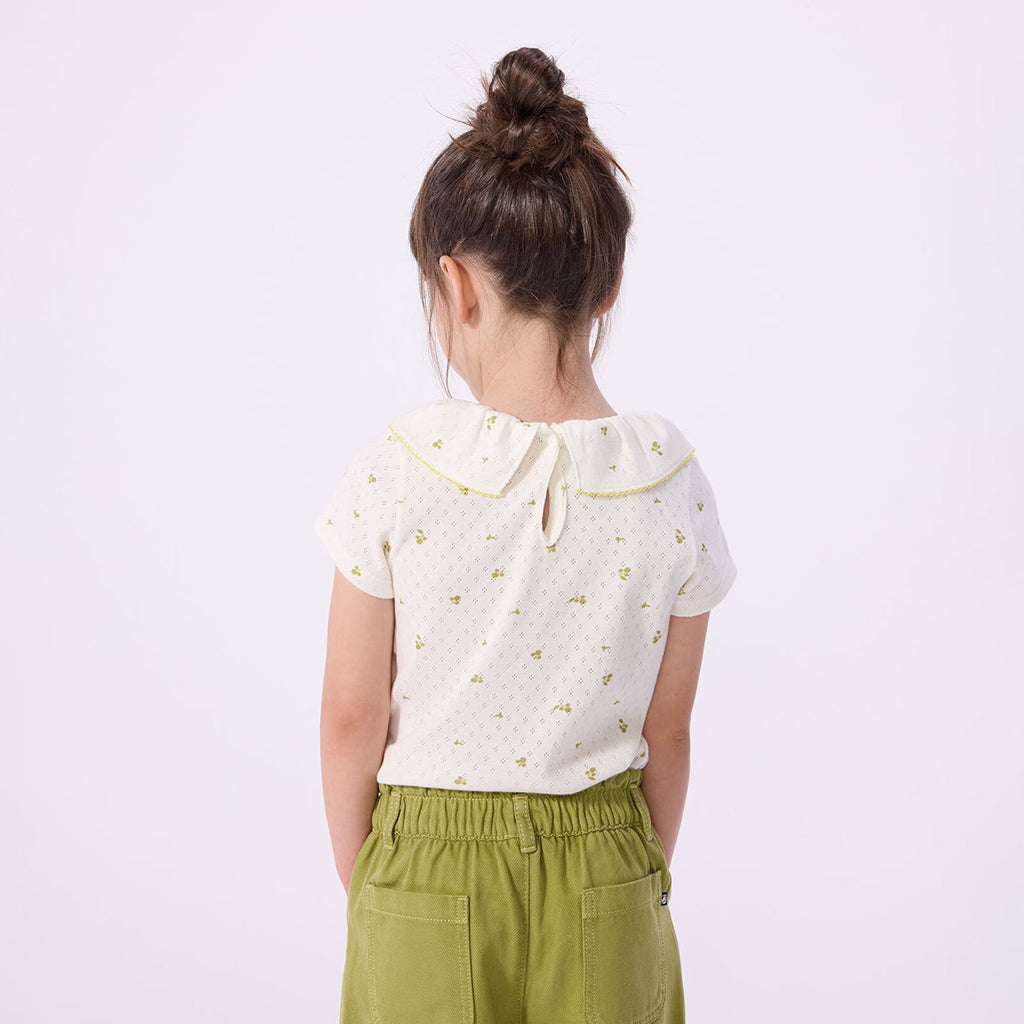 Petit Bateau Child T-shirt White Leaf Print
