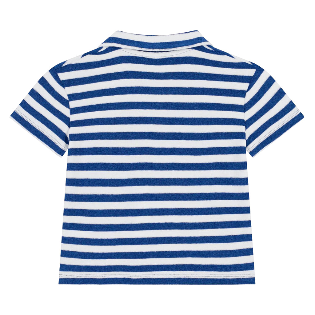 Petit Bateau Child Polo T-shirt Dusk Blue And White Stripes