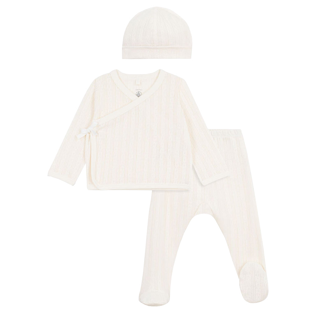 Petit Bateau Baby Three Piece Set Milk Cream