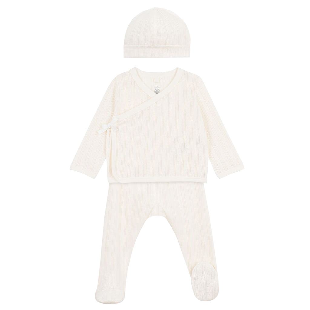 Petit Bateau Baby Three Piece Set Milk Cream