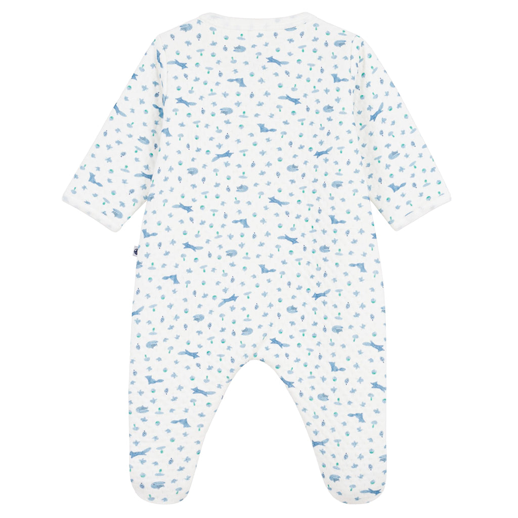 Petit Bateau Baby Pyjamas White With Blue Fox Print