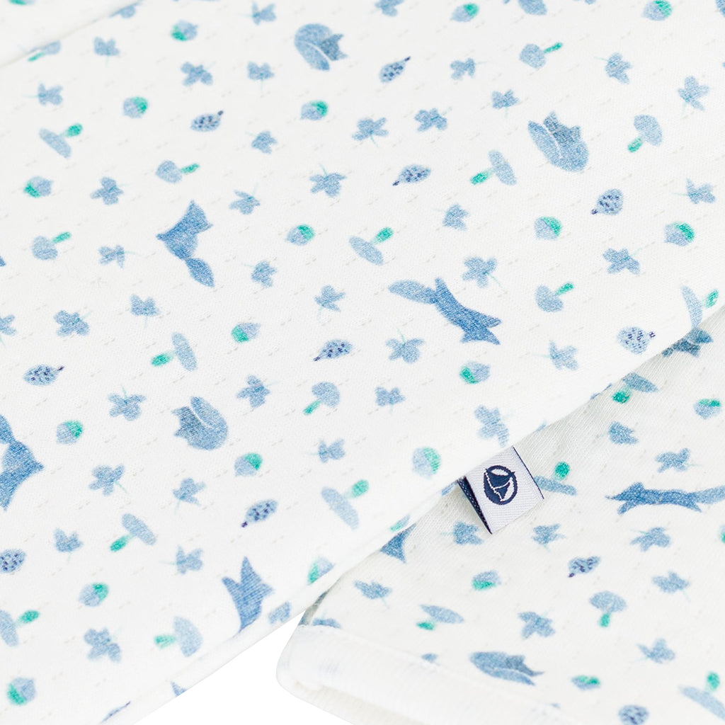 Petit Bateau Baby Pyjamas White With Blue Fox Print