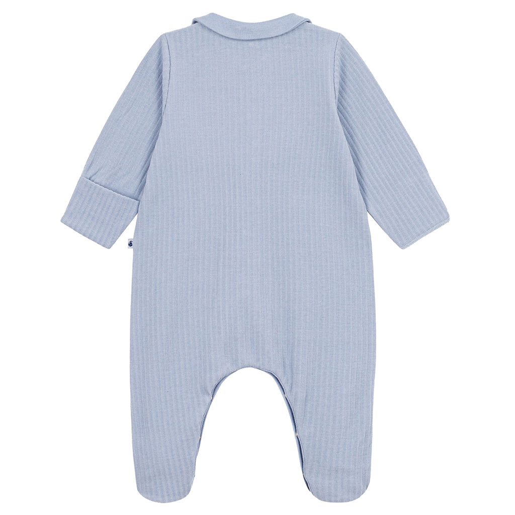 Petit Bateau Baby Velour Collared Pyjamas Polaire Blue