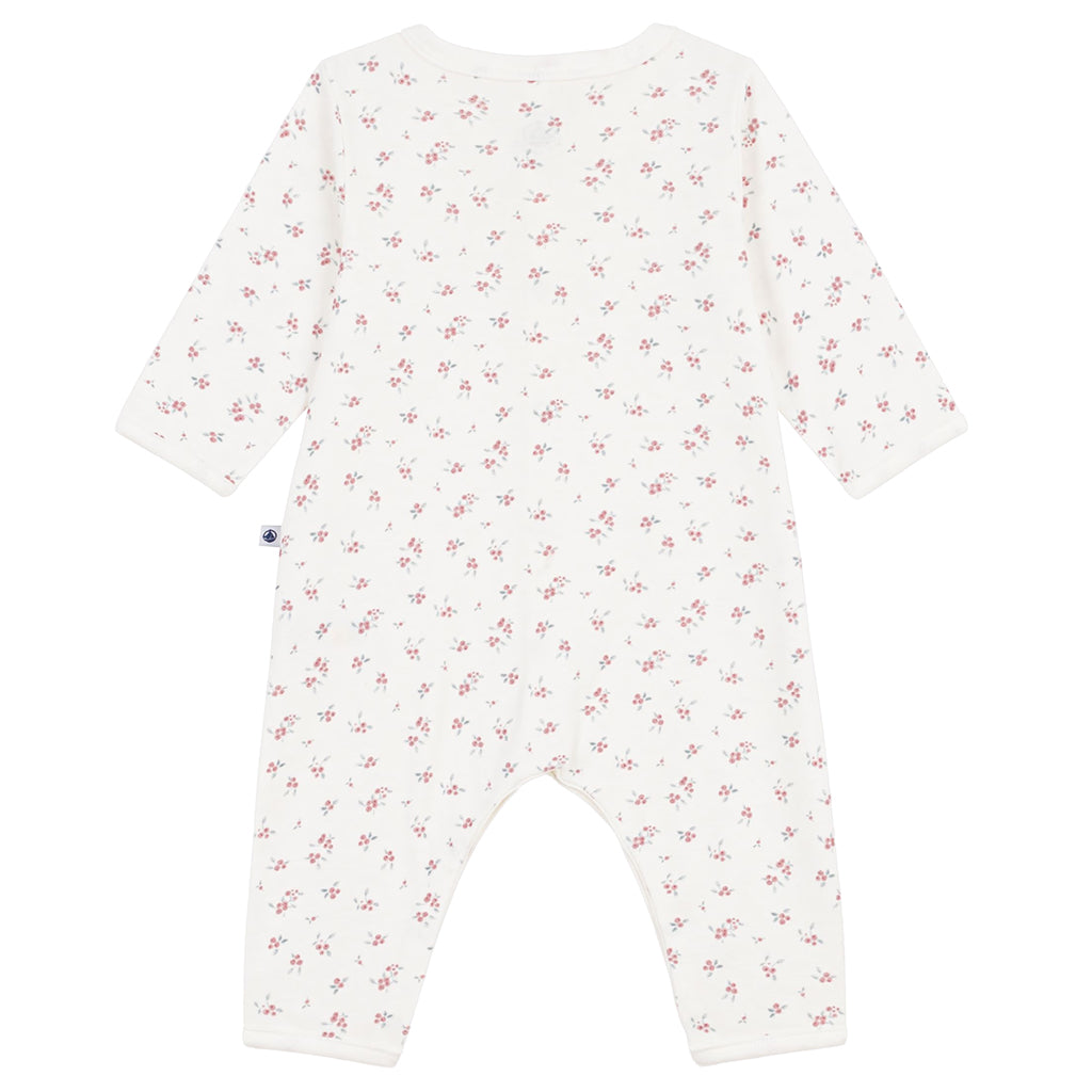 Petit Bateau Baby Pyjamas White With Rose Print