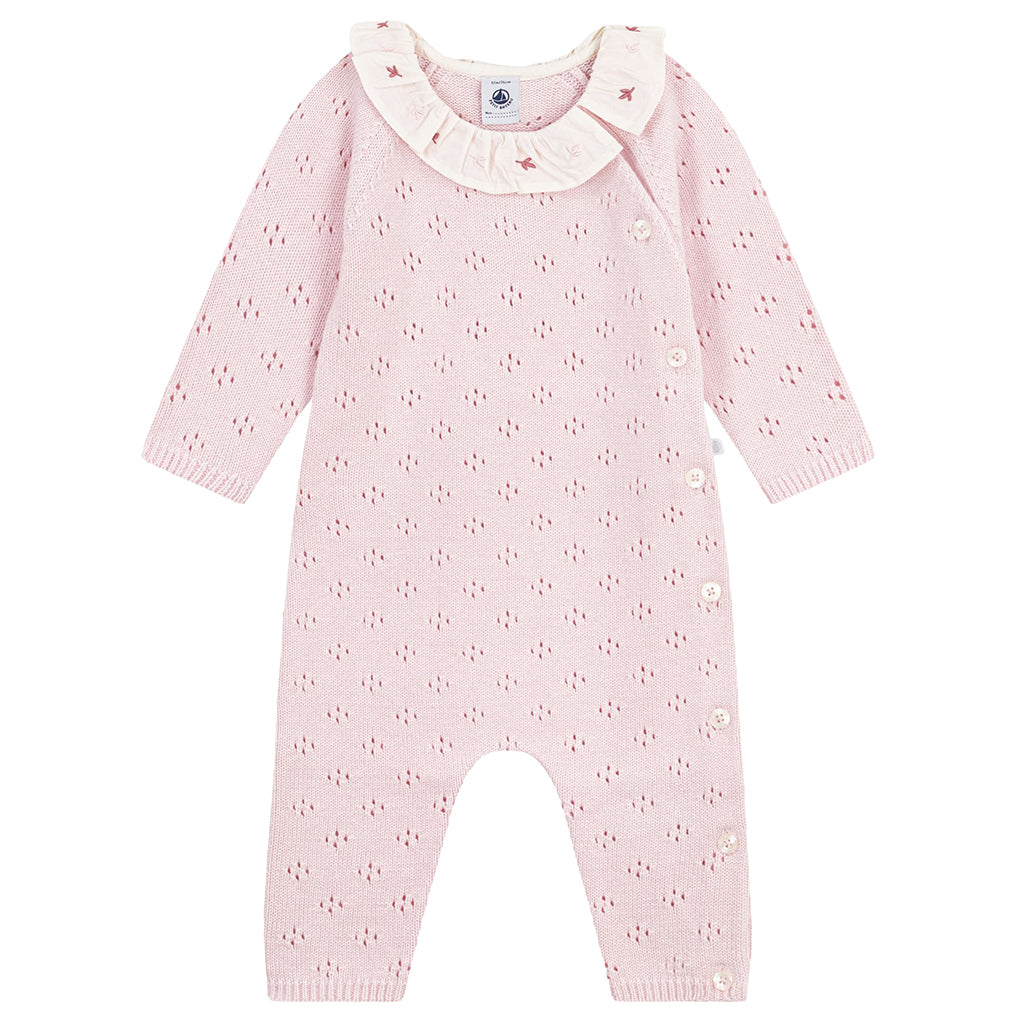 Petit Bateau Baby Knit Jumpsuit Barely Pink
