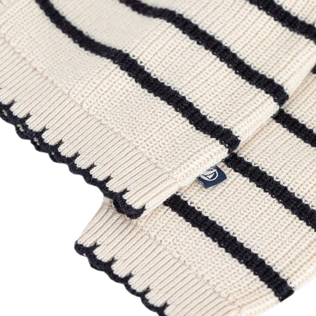 Petit Bateau Baby Cardigan Avalanche Cream And Smoking Blue Stripes