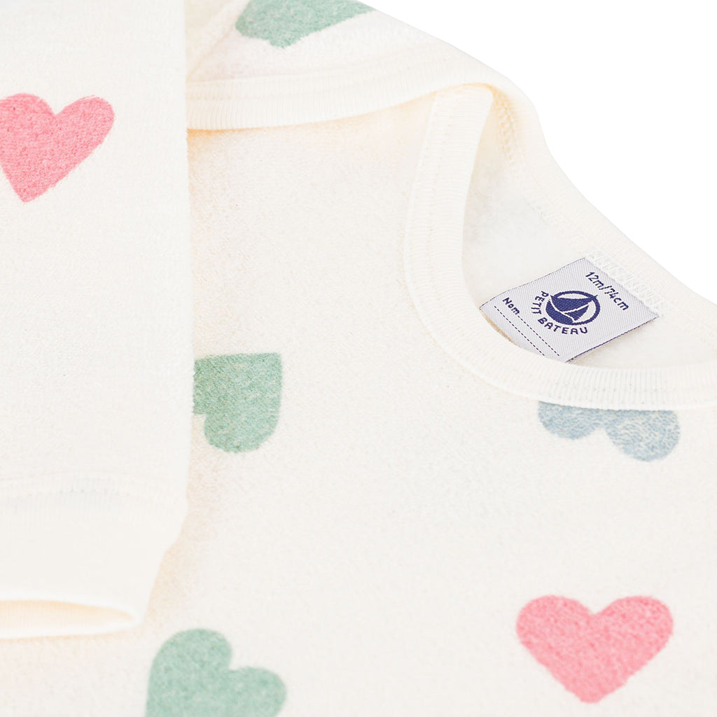 Petit Bateau Baby Pyjamas Milk Cream With Heart Print