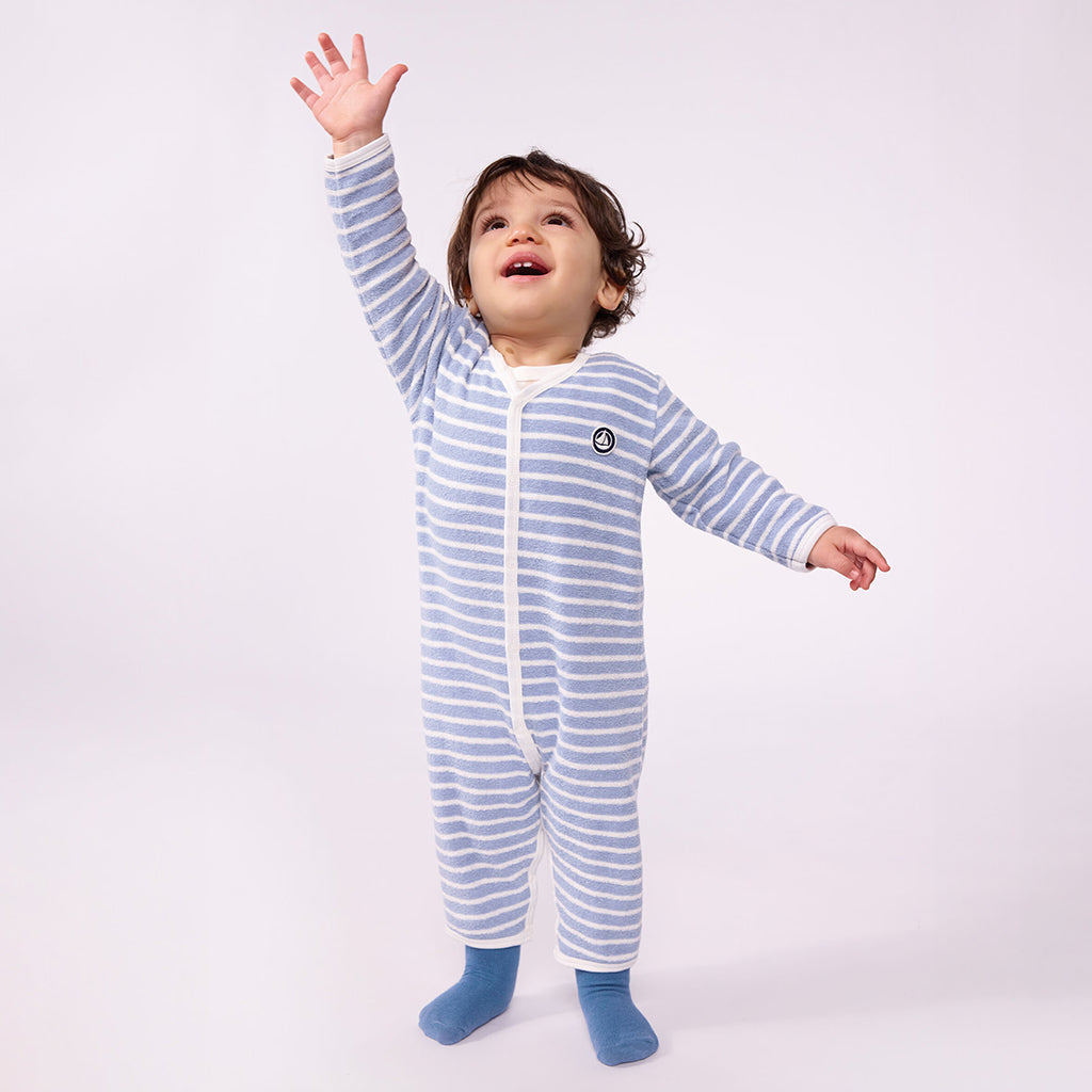 Petit Bateau Baby Pyjamas Polaire Blue Stripes