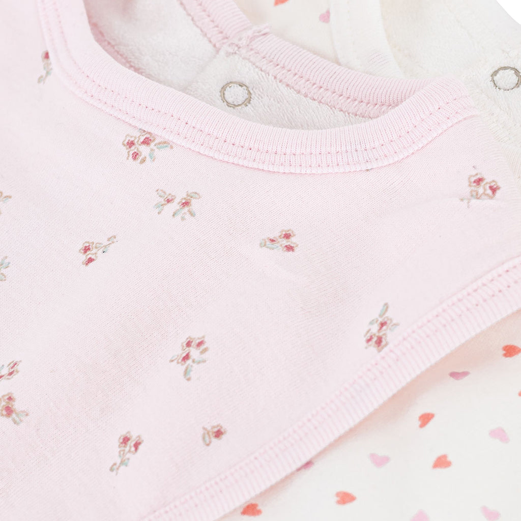 Petit Bateau Baby Set Of Two Bibs Floral Print Pink