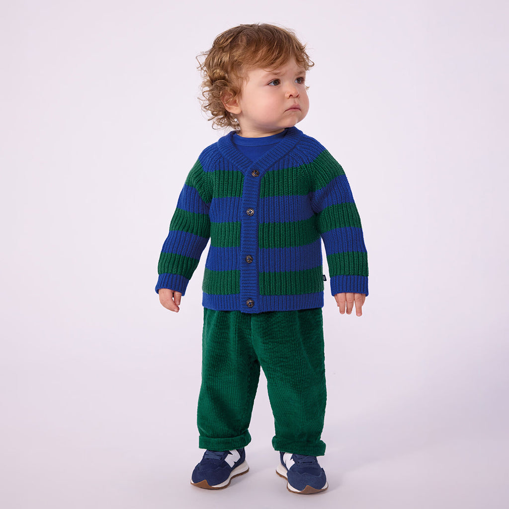 Petit Bateau Baby Cardigan Ultramarine Blue And Willow Green Stripes