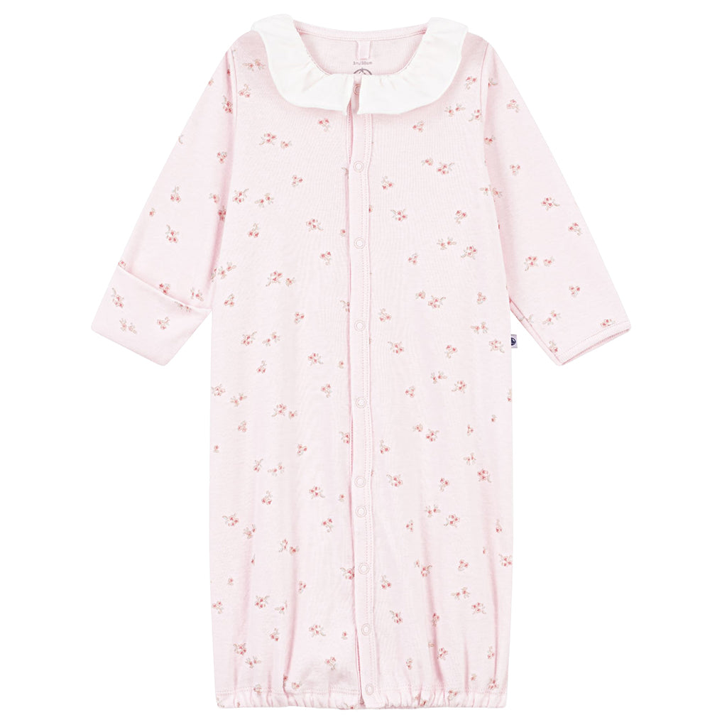 Petit Bateau Baby Convertible Jumpsuit/Sleeping Bag Floral Print Barely Pink