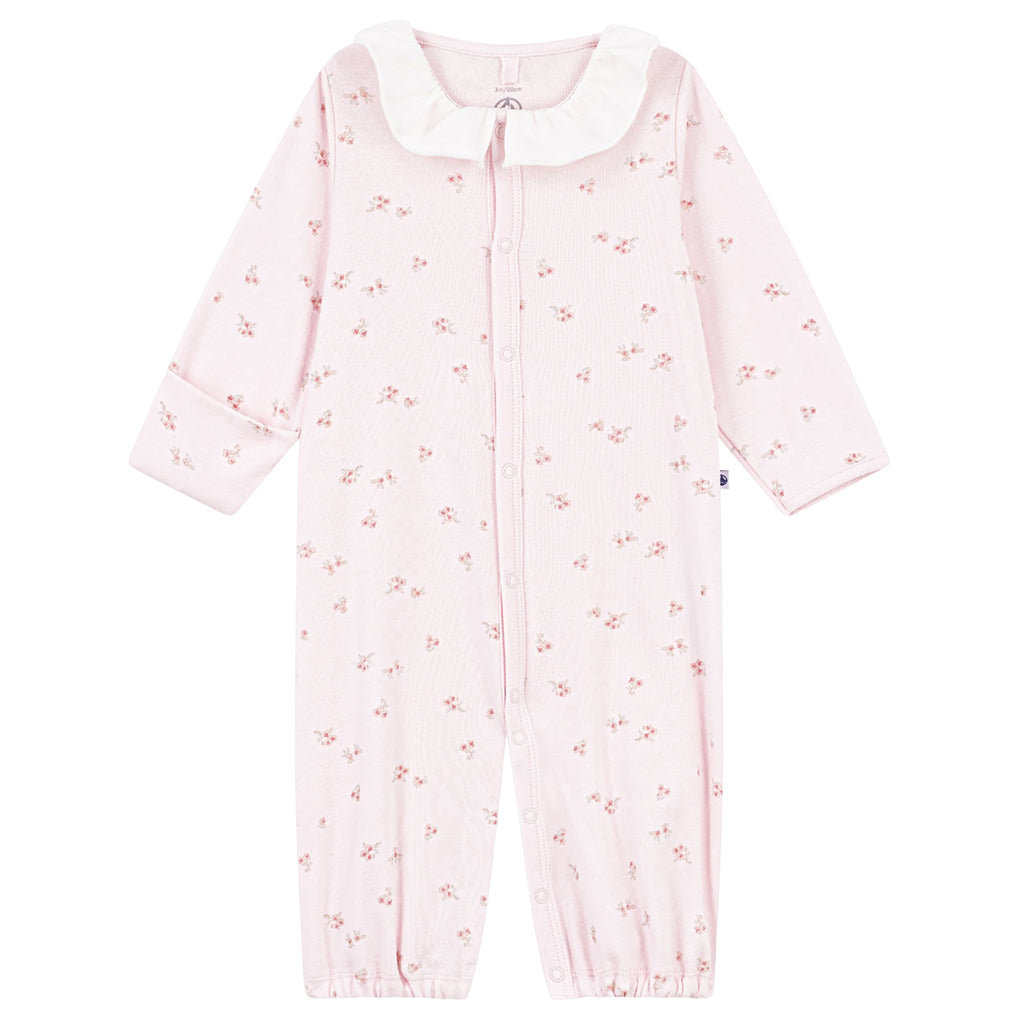 Petit Bateau Baby Convertible Jumpsuit/Sleeping Bag Floral Print Barely Pink