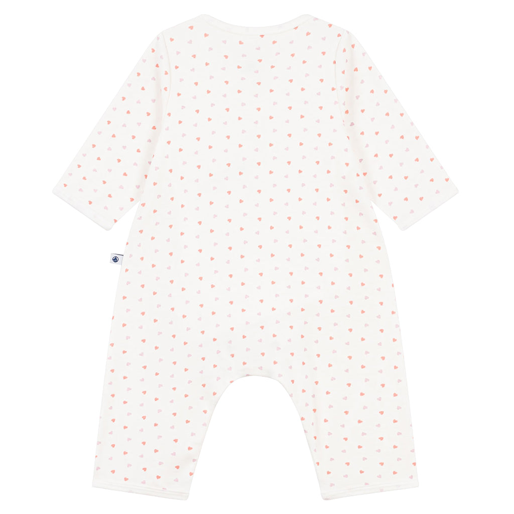 Petit Bateau Baby Bodyjama Pyjamas White Heart Print