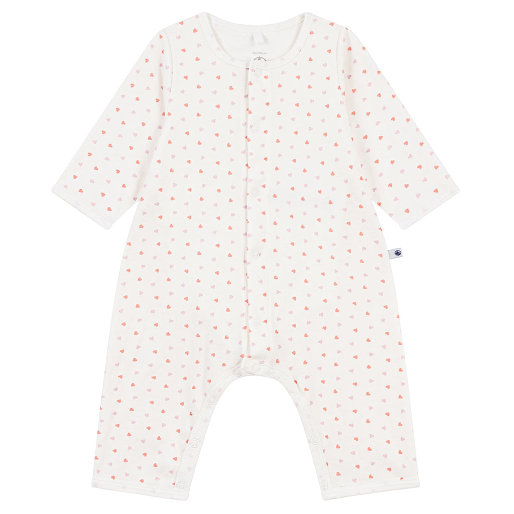 Petit Bateau Baby Bodyjama Pyjamas White Heart Print
