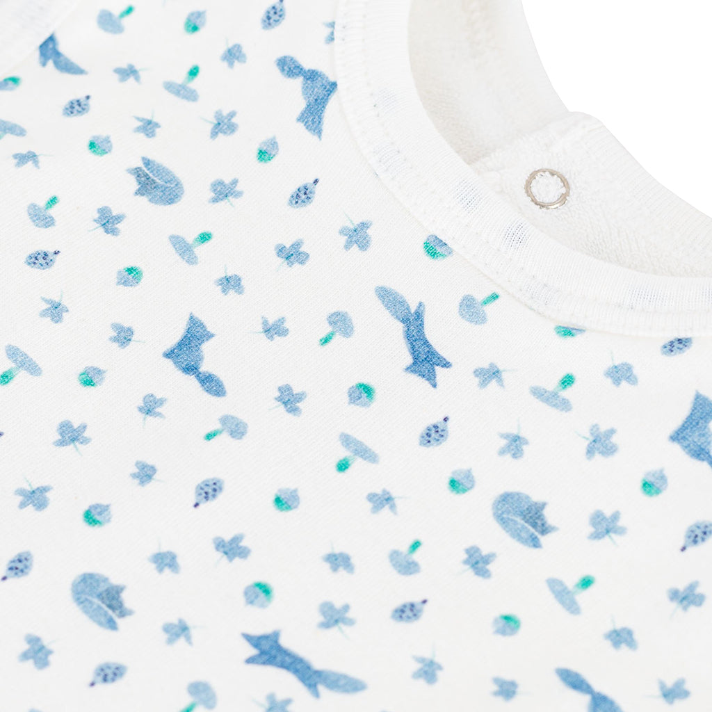 Petit Bateau Baby Bib White With Blue Fox Print