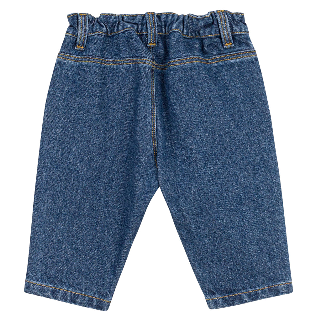 Petit Bateau Baby Pants Medium Denim Blue With Heart