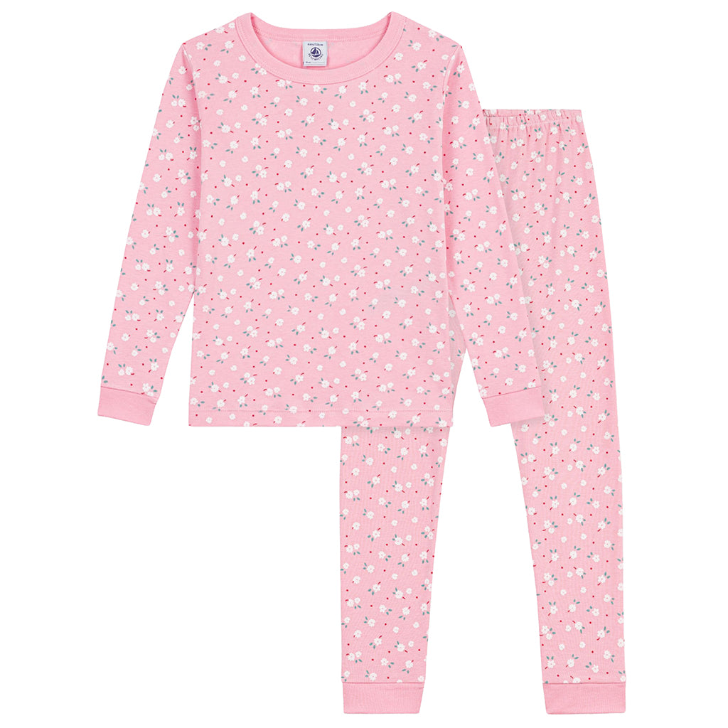 Petit Bateau Child Pyjamas Charming Pink Floral Print