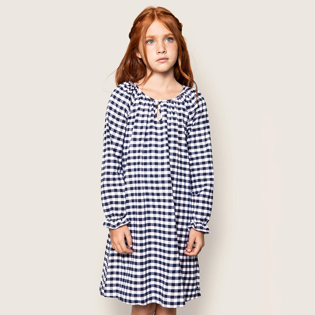Petite Plume Baby And Child Flannel Delphine Nightgown Navy Blue Gingham