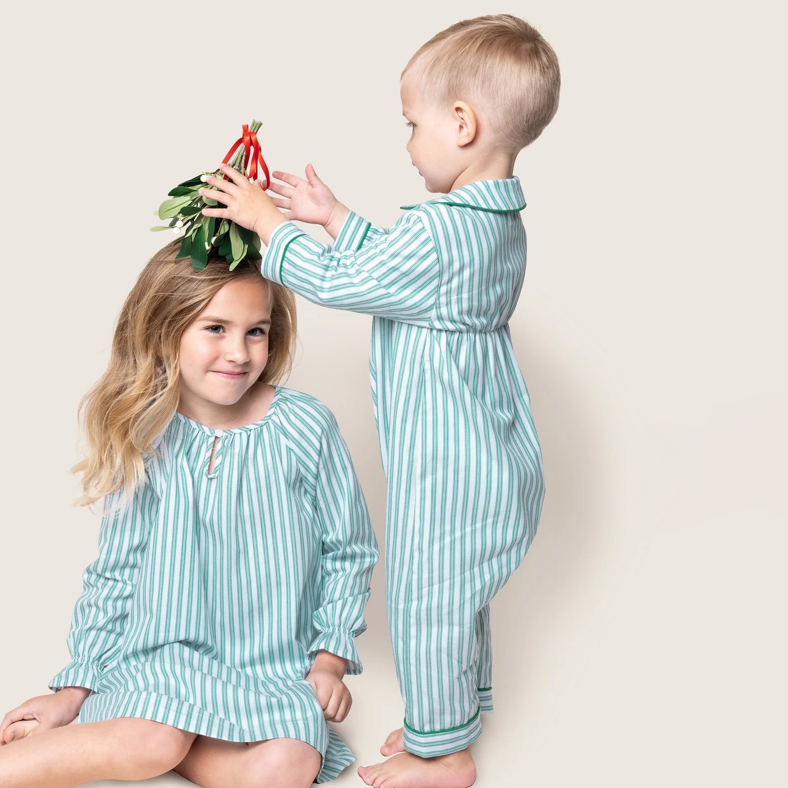 Petite Plume Baby And Child Twill Delphine Nightgown Emerald Green Ticking