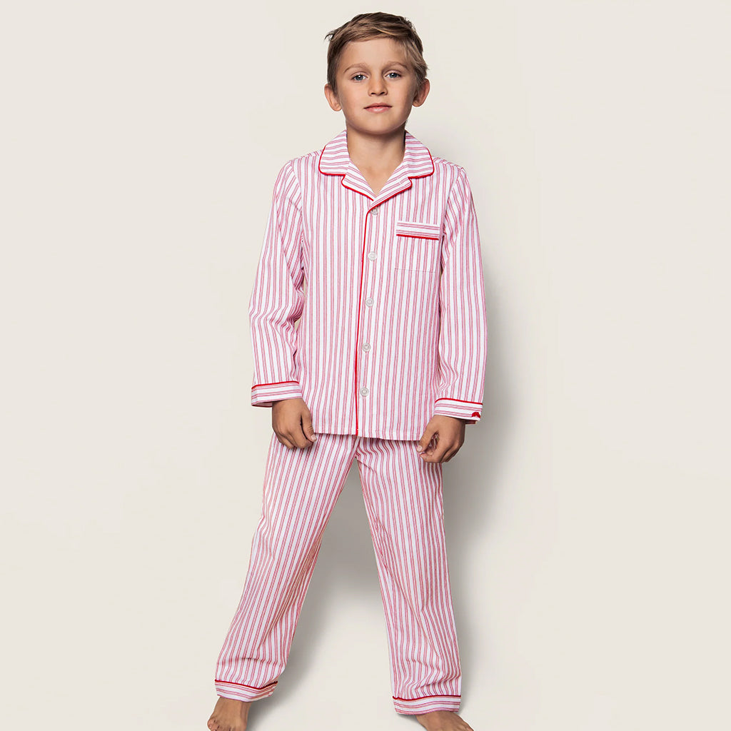 Petite Plume Baby And Child Twill Pyjama Set Antique Red Ticking