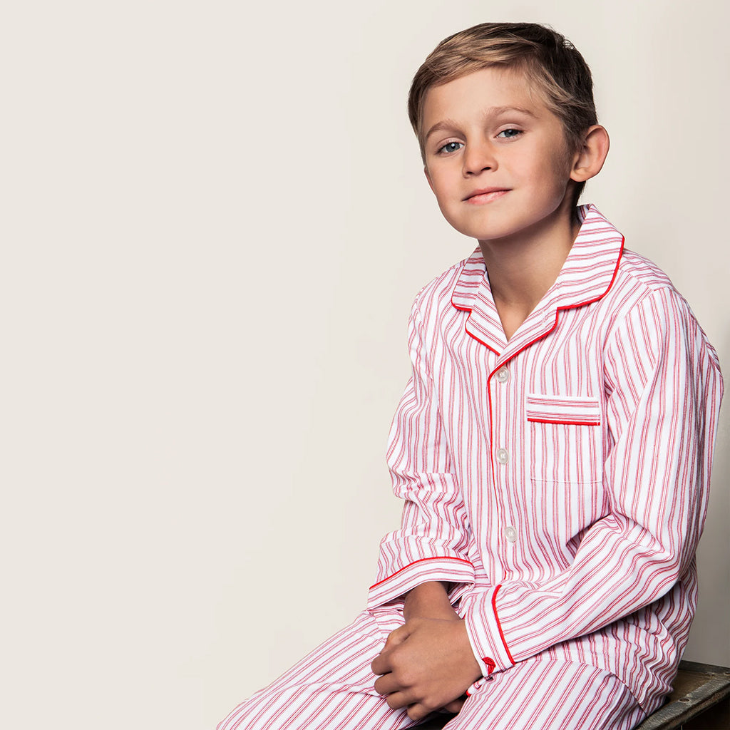 Petite Plume Baby And Child Twill Pyjama Set Antique Red Ticking
