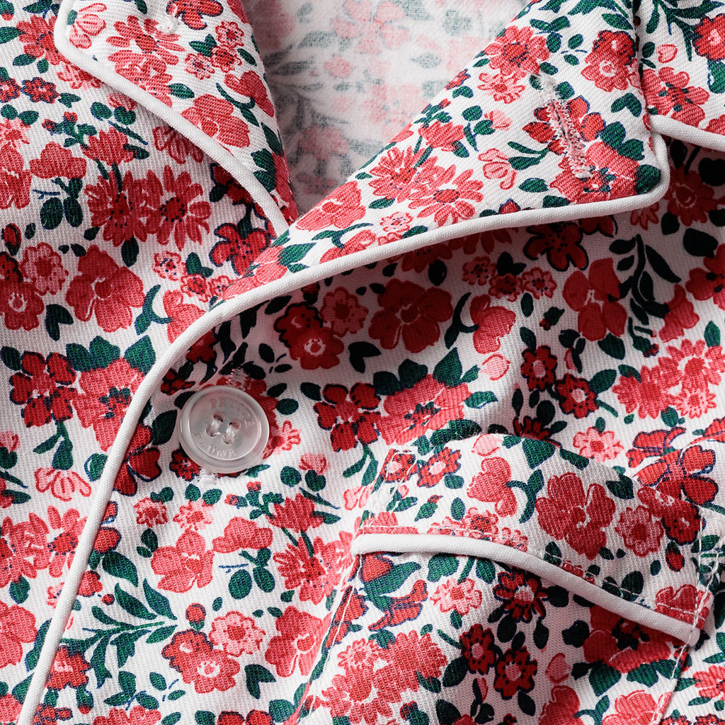 Petite Plume Baby And Child Twill Pyjama Set Fleurs Des Bois Red