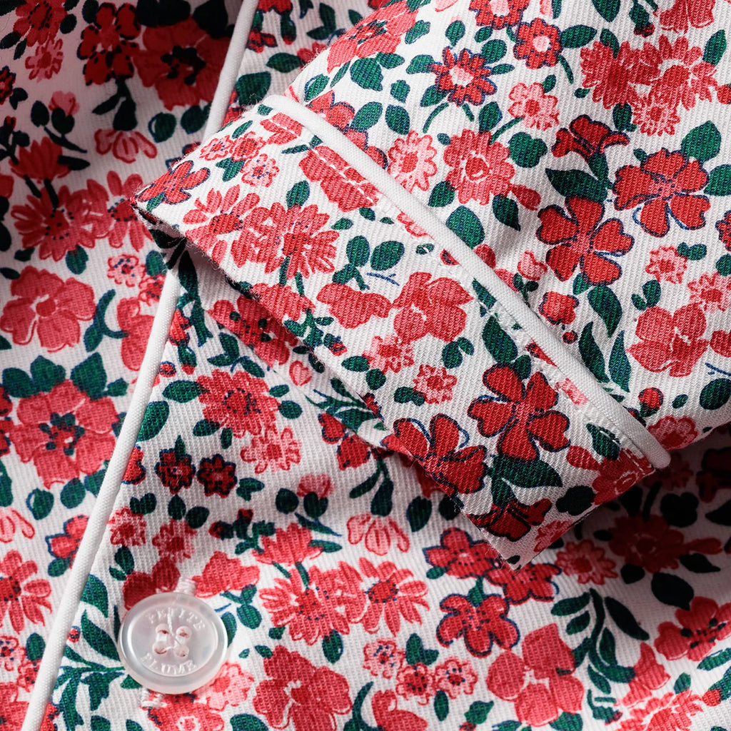 Petite Plume Baby And Child Twill Pyjama Set Fleurs Des Bois Red