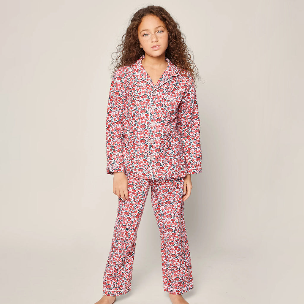 Petite Plume Baby And Child Twill Pyjama Set Fleurs Des Bois Red
