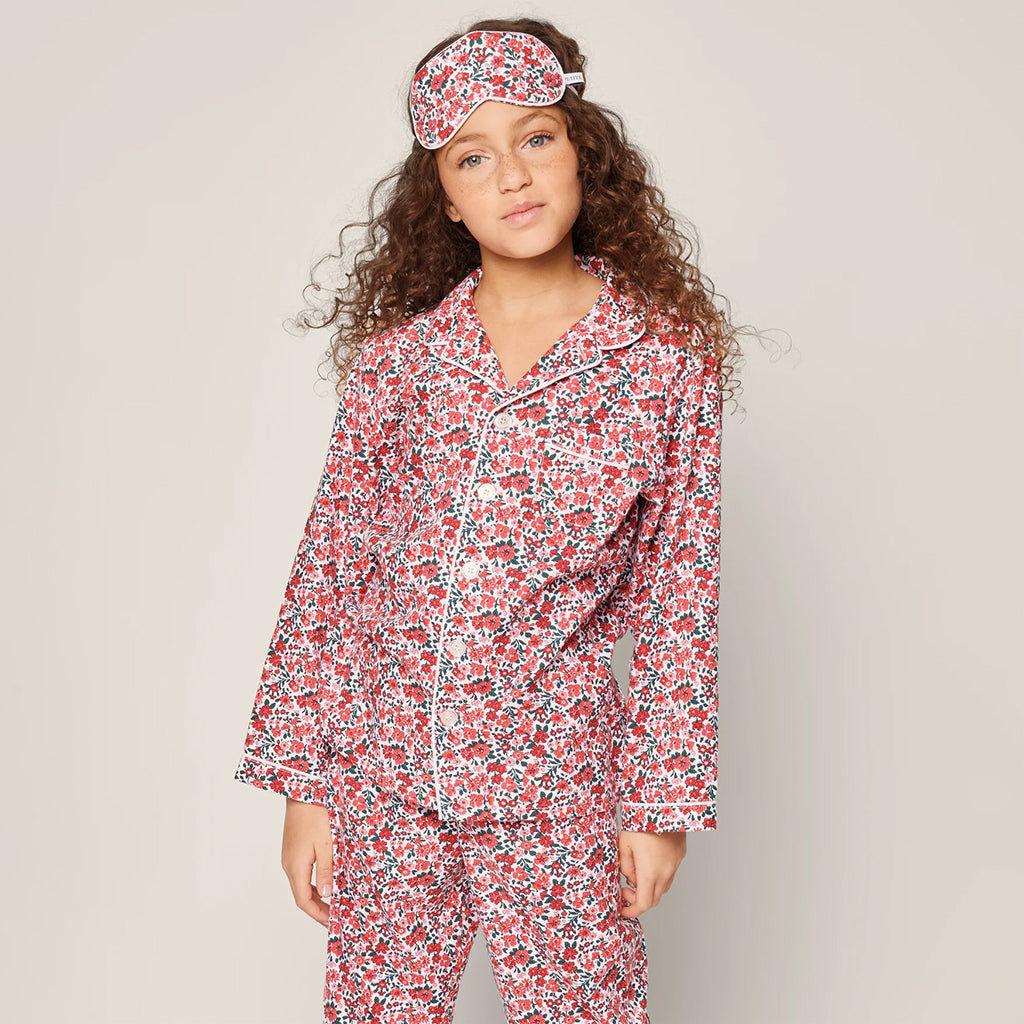 Petite Plume Baby And Child Twill Pyjama Set Fleurs Des Bois Red