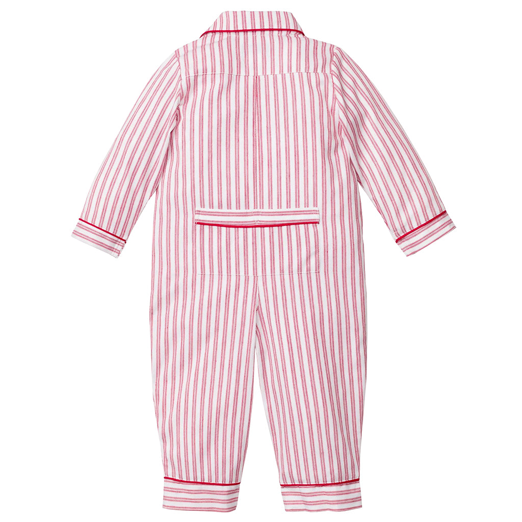 Petite Plume Baby Twill Jumpsuit Antique Red Ticking