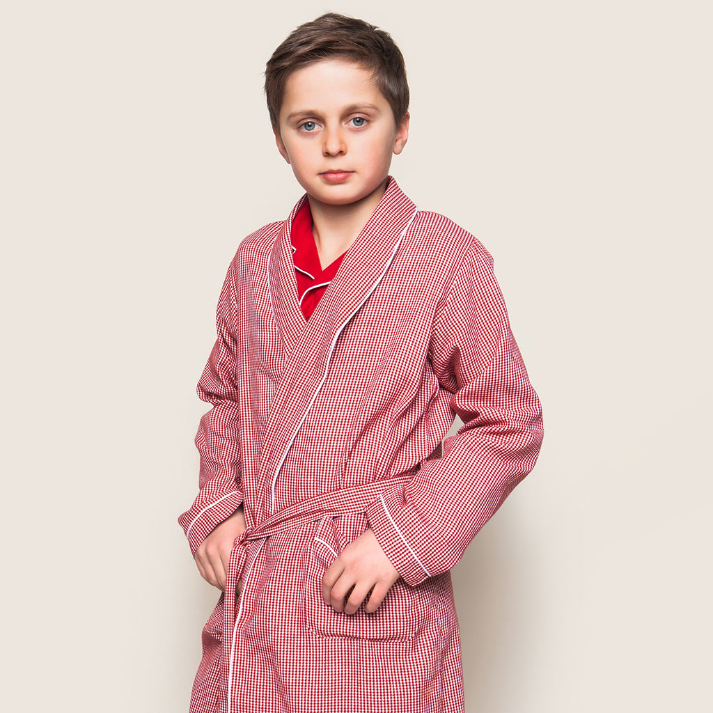 Petite Plume Child Flannel Robe Red Mini Gingham