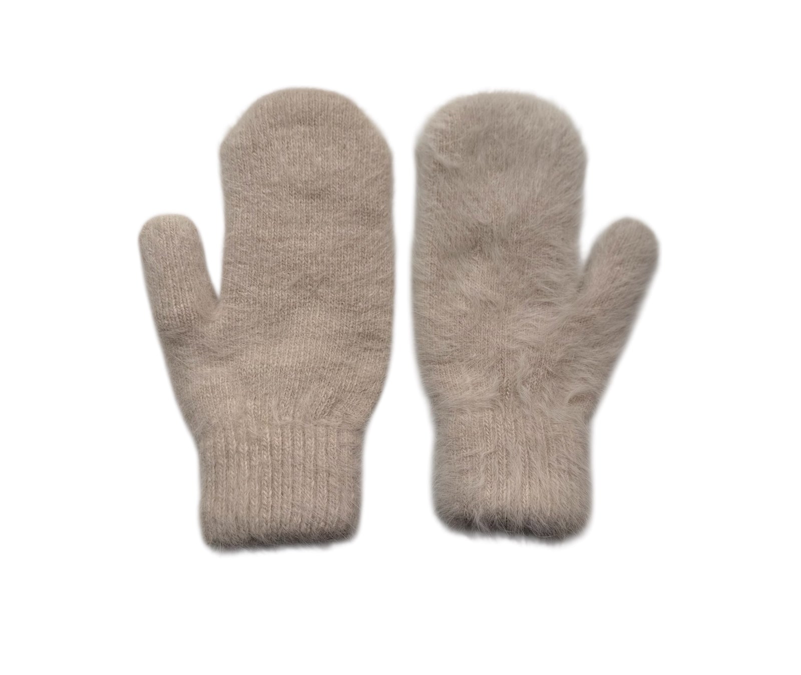 Billy Bamboo Woman Fluffy Angora Mittens Neutral Oat