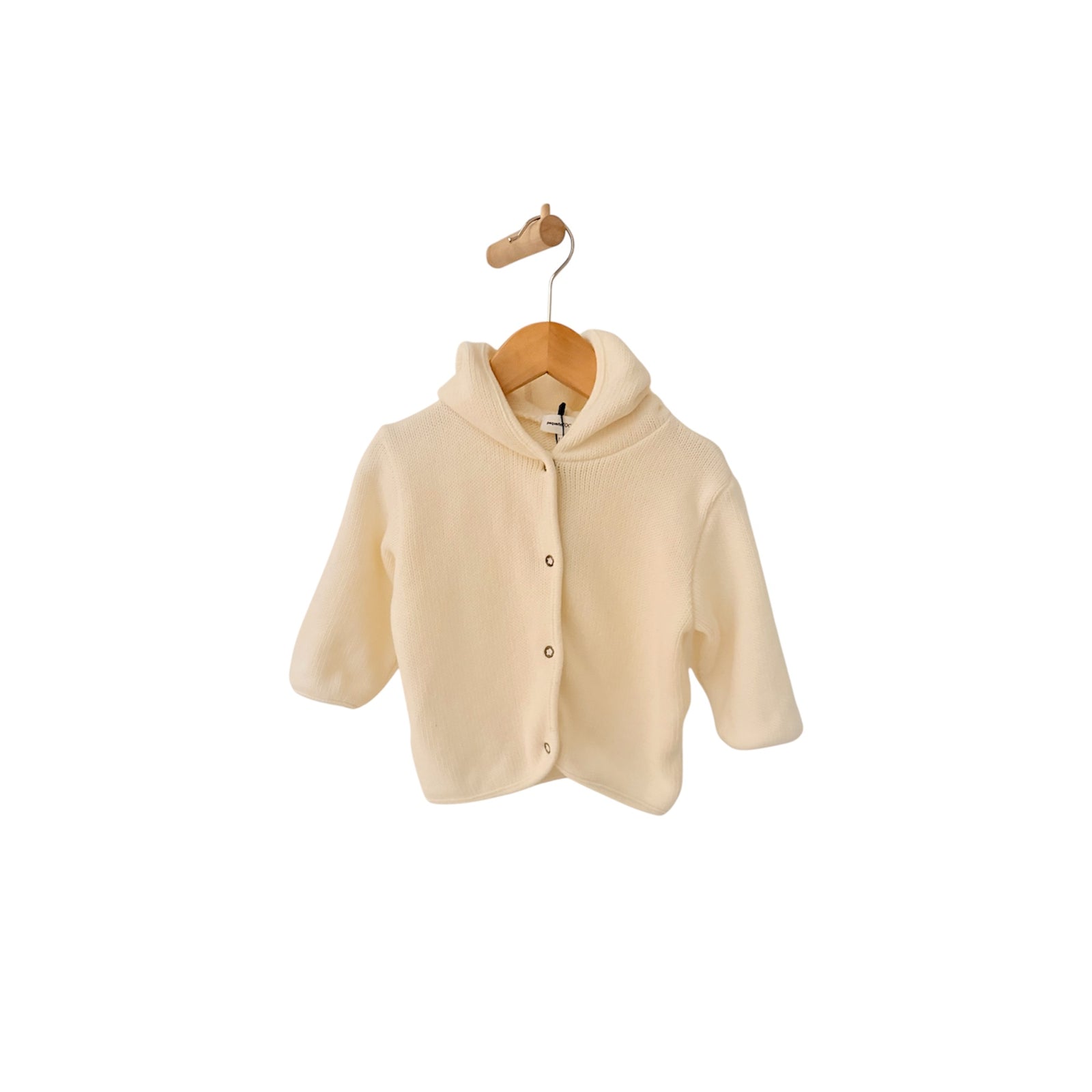 Pequeno Tocon Baby Tender Cardigan With Hood Natural Cream