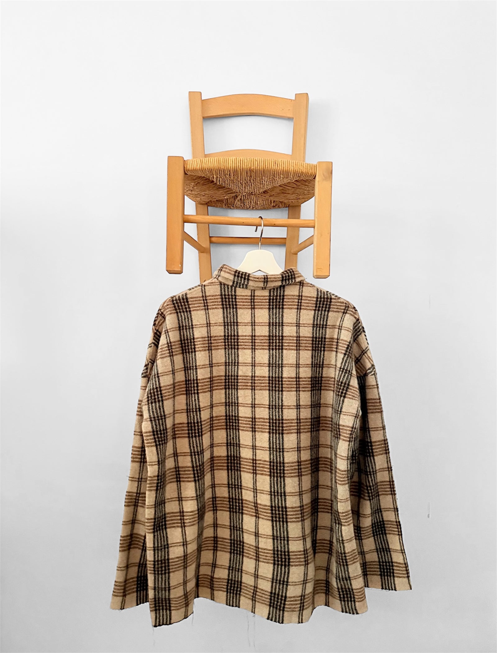 Album Di Famiglia Woman Tartan Soft Collar Shirt Natural Beige